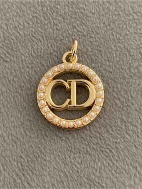 Elegant Upcycled Gold Circular Initial Pendant with Pearl Accents
